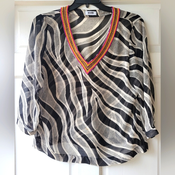 Sheer and beaded long sleeve blouse - Picture 1 of 3